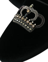 Black Velvet Crystal Crown Men Locages Chaussures