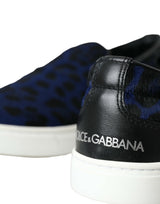 Blau Kalbskinne Haar Leoparden Sneakers Schuhe