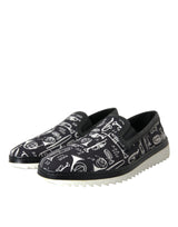 Black Instrument Print Slip On Loafers Shoes