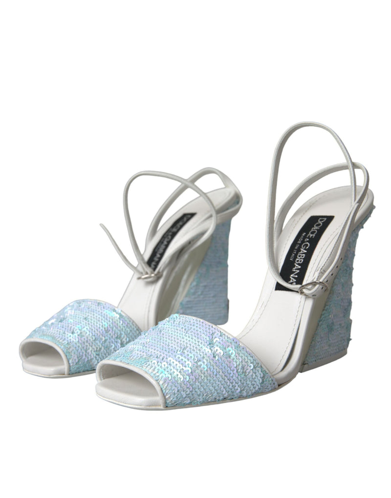 Chaussures de sandales de sangle à paillettes bleu clair