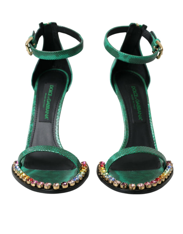 Chaussures de sandales en cuir exotique vert exotique