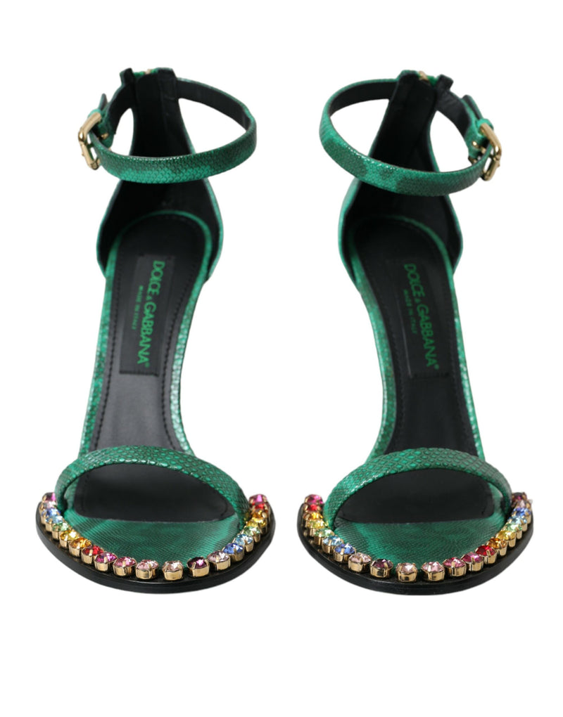 Chaussures de sandales en cuir exotique vert exotique