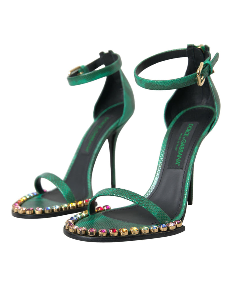 Chaussures de sandales en cuir exotique vert exotique