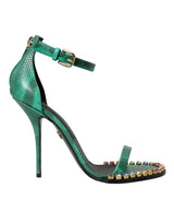 Chaussures de sandales en cuir exotique vert exotique