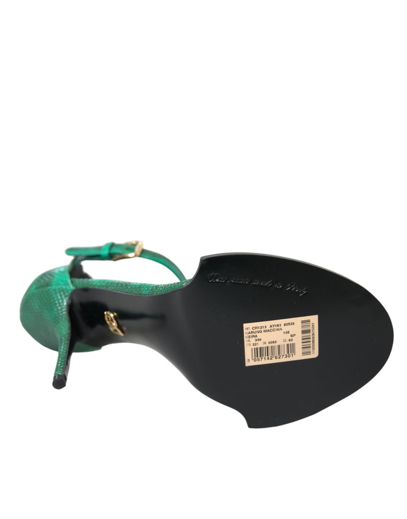 Chaussures de sandales en cuir exotique vert exotique