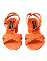 Orange Pailletten Knöchelgurt Sandalen Schuhe