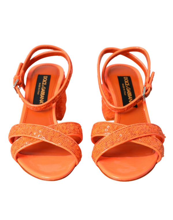 Sandalias de correa de tobillo de lentejuelas de naranja zapatos