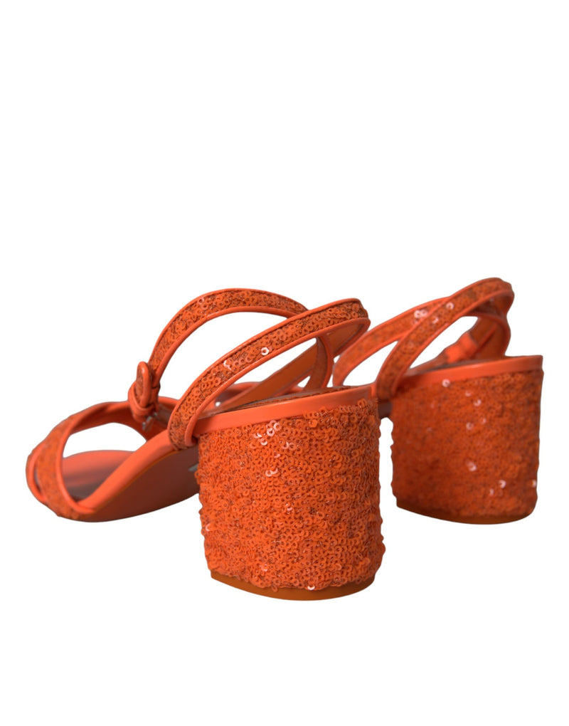 Sandalias de correa de tobillo de lentejuelas de naranja zapatos