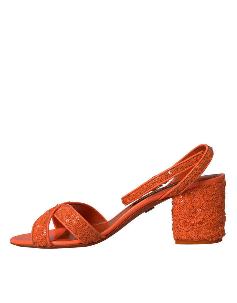 Sandalias de correa de tobillo de lentejuelas de naranja zapatos