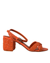 Orange Pailletten Knöchelgurt Sandalen Schuhe