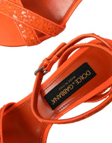 Orange Pailletten Knöchelgurt Sandalen Schuhe