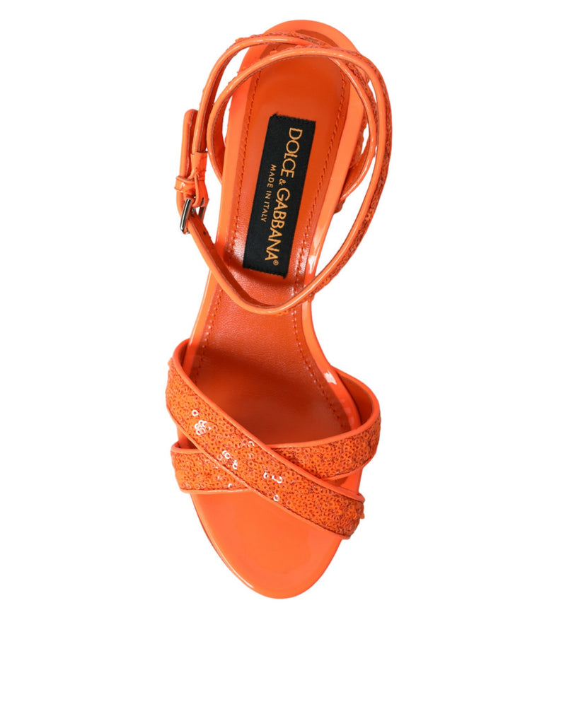 Sandalias de correa de tobillo de lentejuelas de naranja zapatos