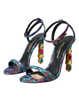 Scarpe sandali multicolori jacquard cristalli