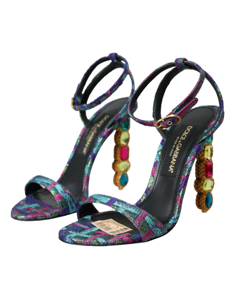 Zapatos de sandalias de cristales multicolor jacquard