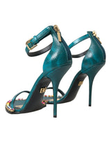 Chaussures de sandales en cuir en cuir exotique bleu