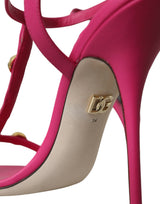 Sandales en cuir embelli rose chaussures de talons