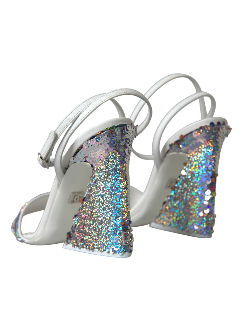 Chaussures de sandales de sangle à paillettes en argent blanc