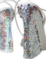 Chaussures de sandales de sangle à paillettes en argent blanc