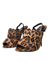 Brown Leopard Slingback talons Sandals Chaussures