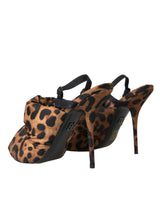 Brown Leopard Slingback talons Sandals Chaussures