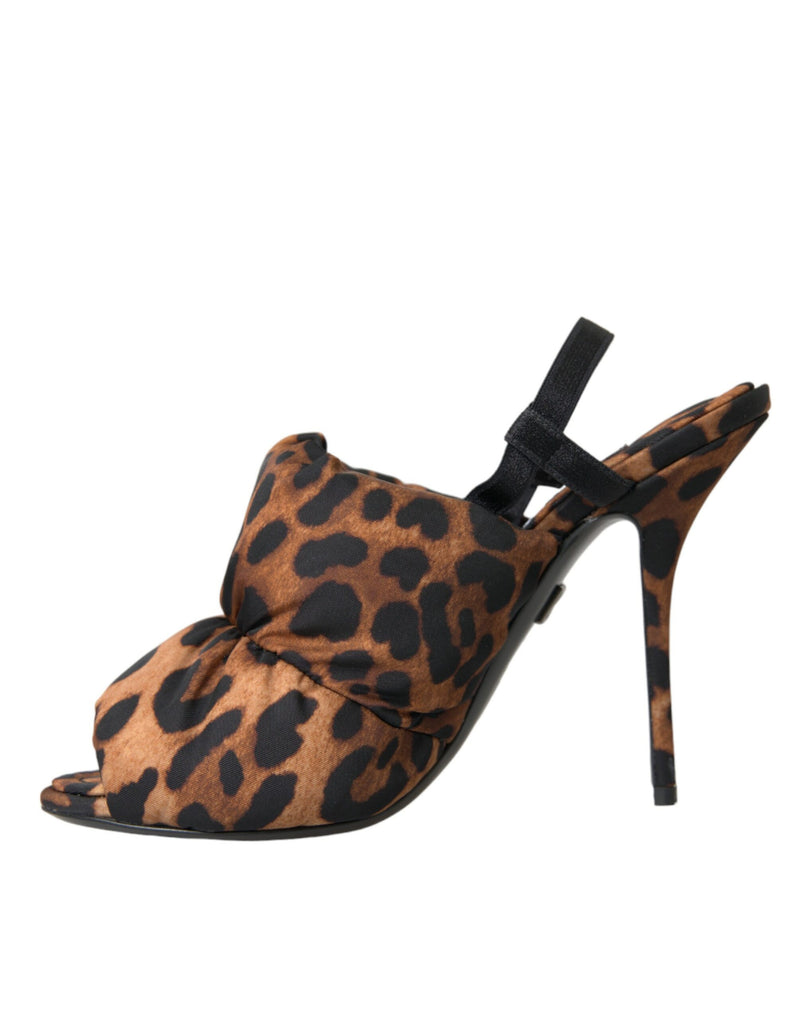 Scarpe sandali di sandali con slingback leopardo marrone