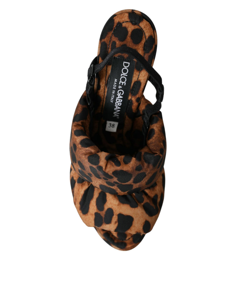 Brown Leopard Slingback talons Sandals Chaussures