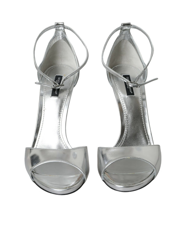 Silber Keira Leder Heels Sandalen Schuhe