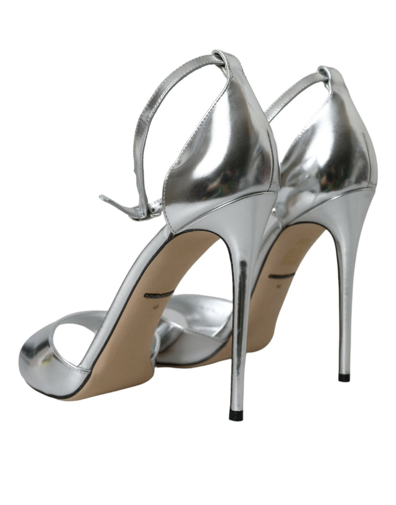 Silber Keira Leder Heels Sandalen Schuhe