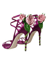 Talons satin de fleur violette chaussures sandales