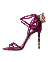 Talons satin de fleur violette chaussures sandales