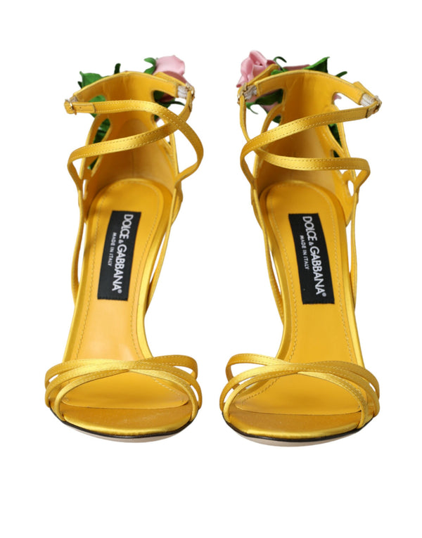 Talons satin de fleur jaune chaussures sandales