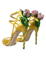 Talons satin de fleur jaune chaussures sandales