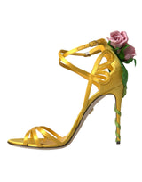 Talons satin de fleur jaune chaussures sandales