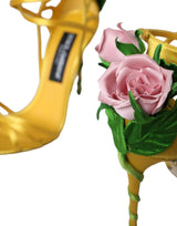 Talons satin de fleur jaune chaussures sandales