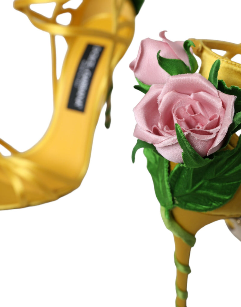 Talons satin de fleur jaune chaussures sandales