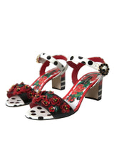 Chaussures de sandales en cuir en cristal floral multicolore