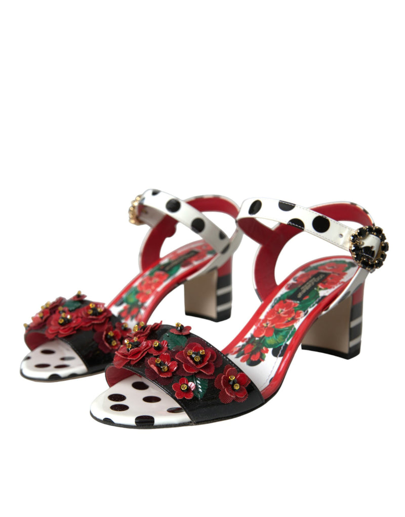 Mehrfarbige Blumenkristallleder -Sandalen Schuhe