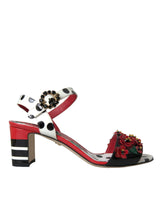 Chaussures de sandales en cuir en cristal floral multicolore