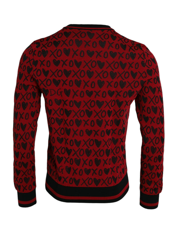 Maglione pullover rosso nero xoxo con equipaggio Xoxo