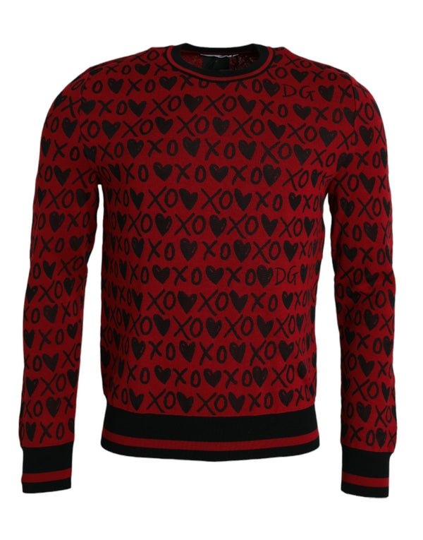 Maglione pullover rosso nero xoxo con equipaggio Xoxo