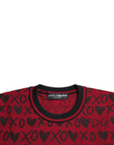 Maglione pullover rosso nero xoxo con equipaggio Xoxo