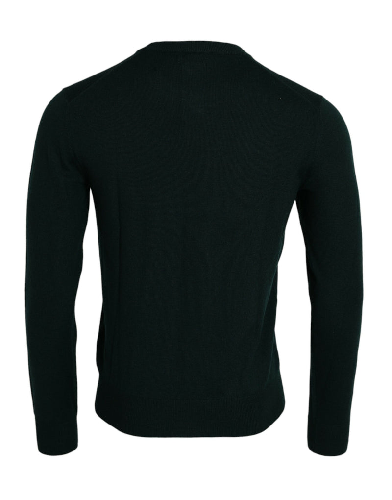 Dunkelgrüner Kronen -Crew -Nackenpullover Pullover