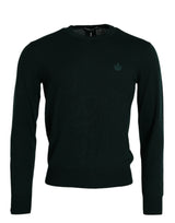 Dunkelgrüner Kronen -Crew -Nackenpullover Pullover