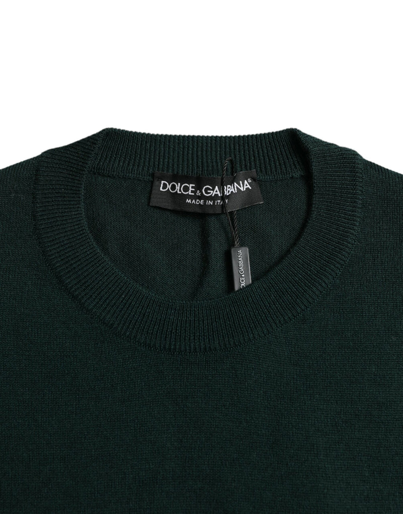 Maglione pullover con equipaggio della corona verde scuro