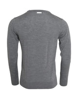 Maglione pullover con equipaggio di lana grigio cenere