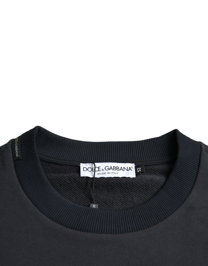 Dunkelblau -Baumwoll -Logo Plaque Sweatshirt -Pullover