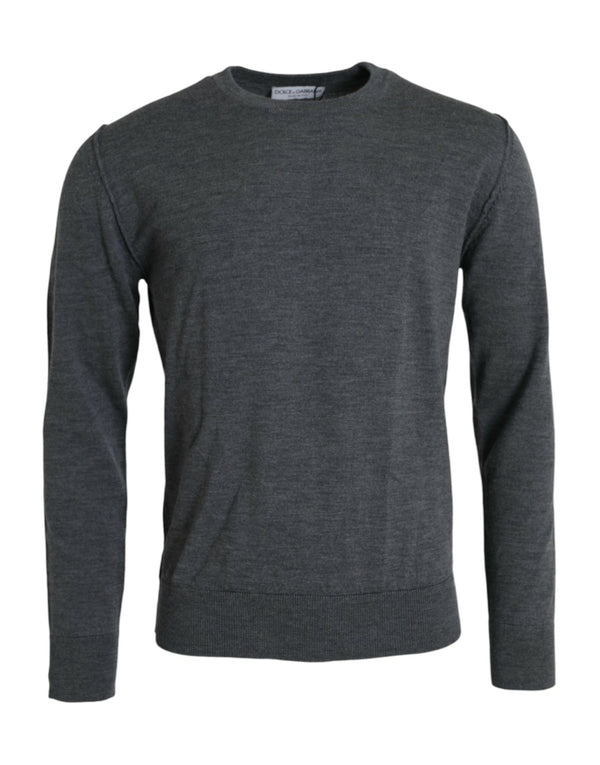 Maglione pullover con equipaggio di lana grigio scuro