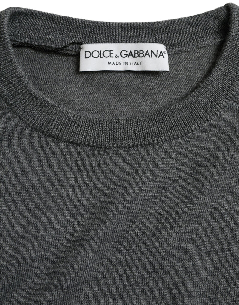 Maglione pullover con equipaggio di lana grigio scuro