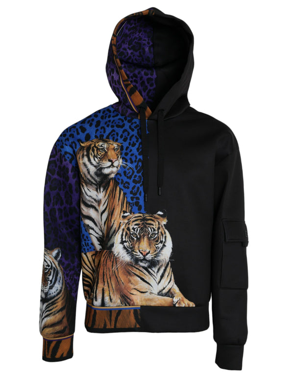 Maglione di felpa con cappuccio tigre multicolore