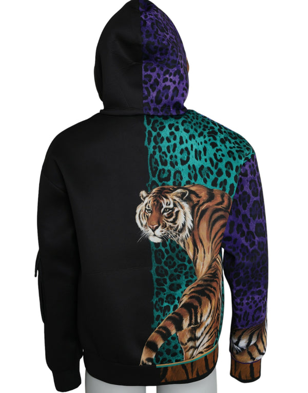 Maglione di felpa con cappuccio tigre multicolore